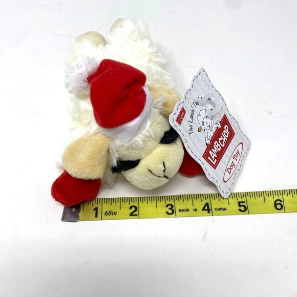 Multipet 6" Christmas TV Lamb Chop with Santa Hat Dog Plush Toy Small New Tags - Picture 9 of 9